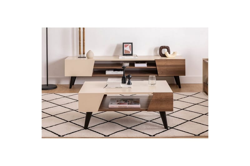 Torin Soffbord 90 cm - Valnöt/Beige - Möbler - Bord & matgrupper - Soffbord