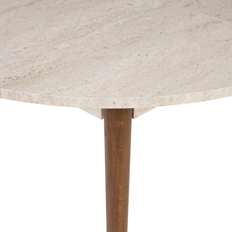 Tralven Matbord 131 cm Rund - Travertin Och Valnöt - Möbler - Bord & matgrupper - Matbord & köksbord