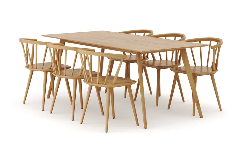 Tyrö Matgrupp med 6 st Tyrö Karmstolar - Oak/Oak - Möbler - Bord & matgrupper - Matgrupper