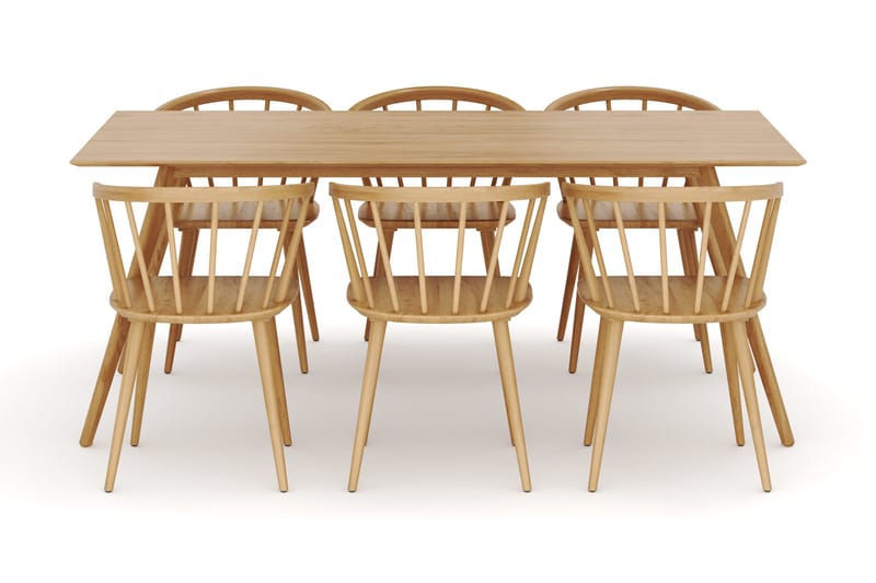 Tyrö Matgrupp med 6 st Tyrö Karmstolar - Oak/Oak - Möbler - Bord & matgrupper - Matgrupper