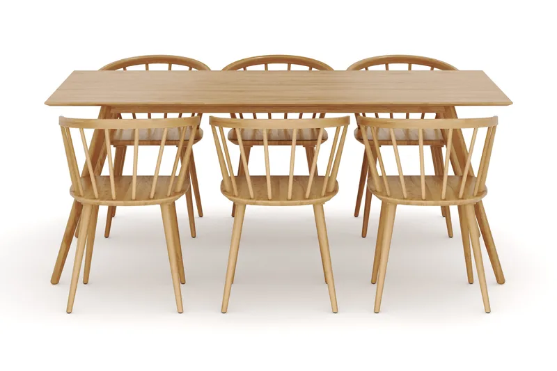 Tyrö Matgrupp med 6 st Tyrö Karmstolar - Oak/Oak - Möbler - Bord & matgrupper - Matgrupper