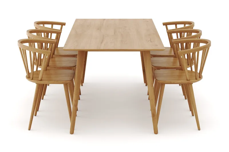 Tyrö Matgrupp med 6 st Tyrö Karmstolar - Oak/Oak - Möbler - Bord & matgrupper - Matgrupper