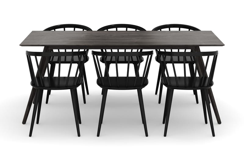 Tyrö Matgrupp med 6 st Tyrö Karmstolar - Smoked Oak/Black - Möbler - Bord & matgrupper - Matgrupper