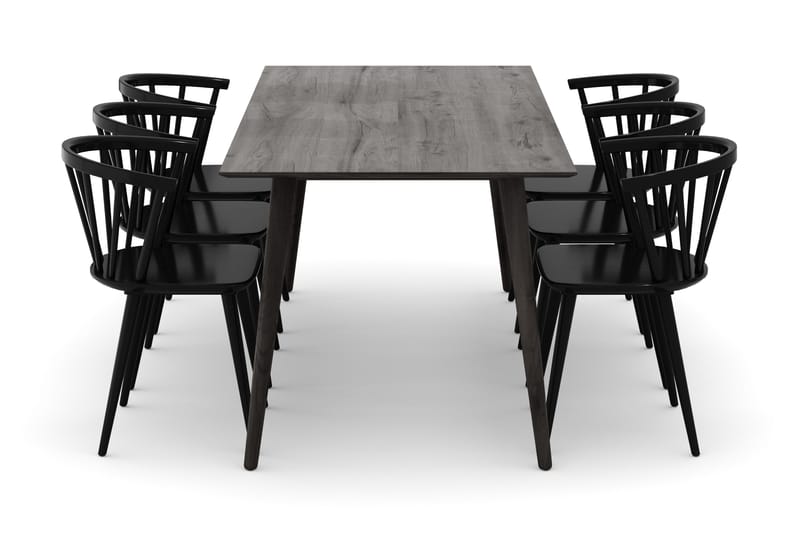 Tyrö Matgrupp med 6 st Tyrö Karmstolar - Smoked Oak/Black - Möbler - Bord & matgrupper - Matgrupper