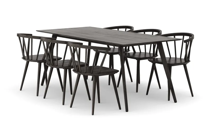Tyrö Matgrupp med 6 st Tyrö Karmstolar - Smoked Oak/Smoked Oak - Möbler - Bord & matgrupper - Matgrupper