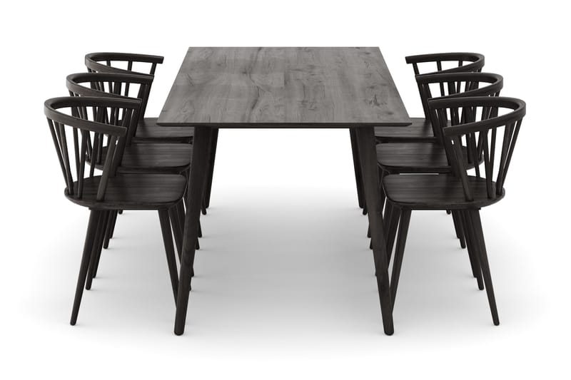 Tyrö Matgrupp med 6 st Tyrö Karmstolar - Smoked Oak/Smoked Oak - Möbler - Bord & matgrupper - Matgrupper