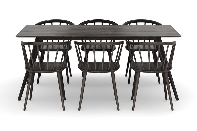 Tyrö Matgrupp med 6 st Tyrö Karmstolar - Smoked Oak/Smoked Oak - Möbler - Bord & matgrupper - Matgrupper