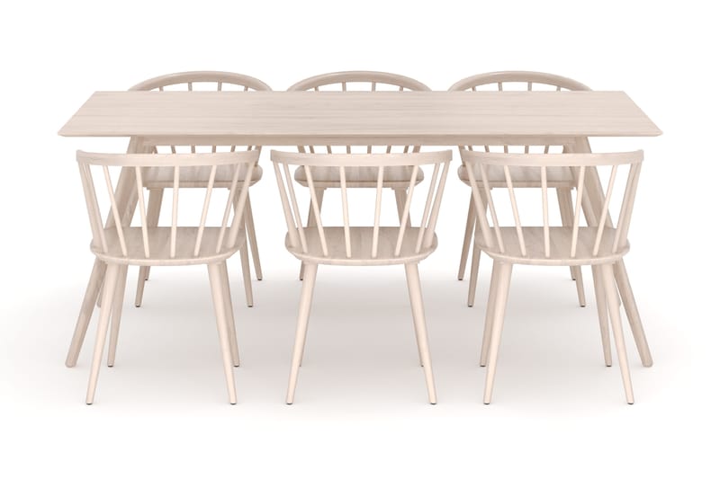 Tyrö Matgrupp med 6 st Tyrö Karmstolar - Whitewash/Whitewash - Möbler - Bord & matgrupper - Matgrupper