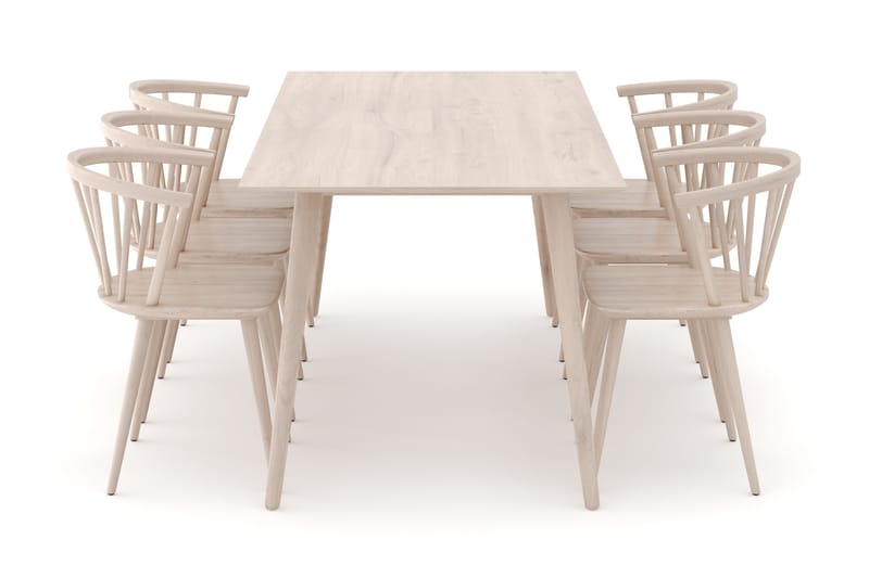Tyrö Matgrupp med 6 st Tyrö Karmstolar - Whitewash/Whitewash - Möbler - Bord & matgrupper - Matgrupper