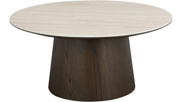Ullern 90 cm Runt Soffbord i Keramik med Träunderrede - Ljusbeige - Möbler - Bord & matgrupper - Soffbord