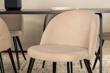 Uno Matgrupp 200 cm Rektangulär med 6 Velvet stolar - Beige - Möbler - Bord & matgrupper - Matgrupper