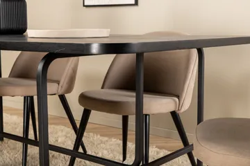 Uno Matgrupp 200 cm Rektangulär med 6 Velvet stolar - Beige - Möbler - Bord & matgrupper - Matgrupper