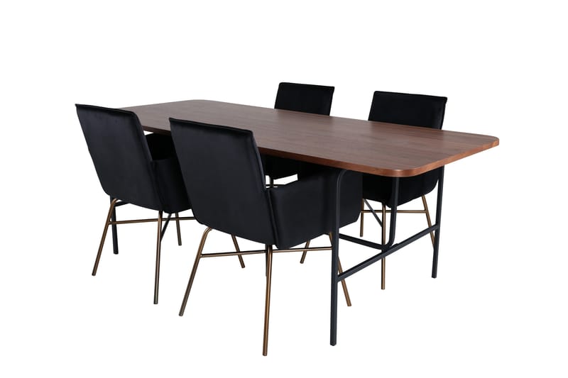Unos Matgrupp 200 cm Rektangulär med 4 Petra stolar - Svart - Möbler - Bord & matgrupper - Matgrupper
