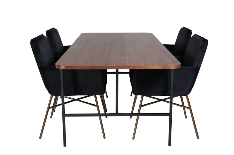 Unos Matgrupp 200 cm Rektangulär med 4 Petra stolar - Svart - Möbler - Bord & matgrupper - Matgrupper