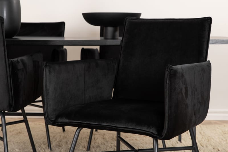 Unos Matgrupp 200 cm Rektangulär med 4 Petra stolar - Svart - Möbler - Bord & matgrupper - Matgrupper