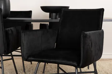 Unos Matgrupp 200 cm Rektangulär med 4 Petra stolar - Svart - Möbler - Bord & matgrupper - Matgrupper