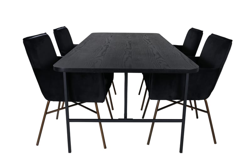 Unos Matgrupp 200 cm Rektangulär med 4 Petra stolar - Svart - Möbler - Bord & matgrupper - Matgrupper