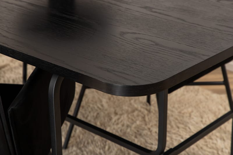 Unos Matgrupp 200 cm Rektangulär med 4 Petra stolar - Svart - Möbler - Bord & matgrupper - Matgrupper