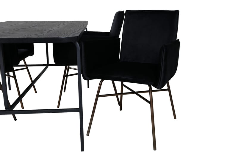 Unos Matgrupp 200 cm Rektangulär med 4 Petra stolar - Svart - Möbler - Bord & matgrupper - Matgrupper