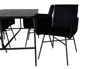 Unos Matgrupp 200 cm Rektangulär med 4 Petra stolar - Svart - Möbler - Bord & matgrupper - Matgrupper