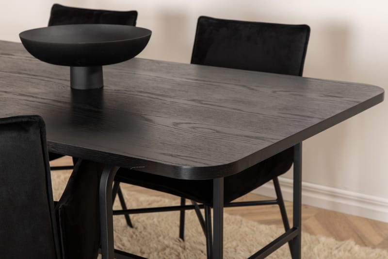 Unos Matgrupp 200 cm Rektangulär med 4 Petra stolar - Svart - Möbler - Bord & matgrupper - Matgrupper