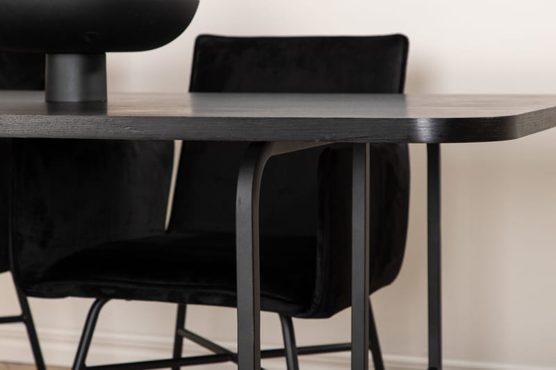 Unos Matgrupp 200 cm Rektangulär med 4 Petra stolar - Svart - Möbler - Bord & matgrupper - Matgrupper
