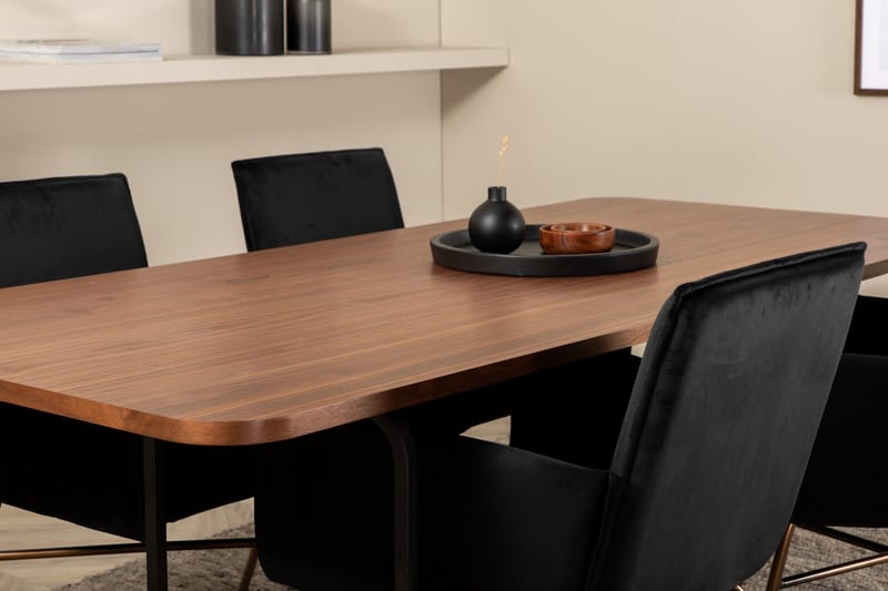 Unos Matgrupp 200 cm Rektangulär med 4 Petra stolar - Svart - Möbler - Bord & matgrupper - Matgrupper