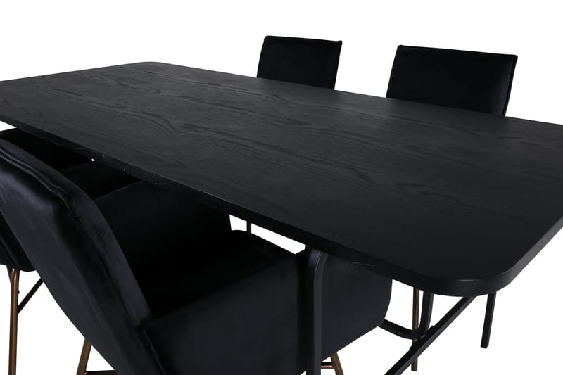 Unos Matgrupp 200 cm Rektangulär med 4 Petra stolar - Svart - Möbler - Bord & matgrupper - Matgrupper