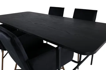 Unos Matgrupp 200 cm Rektangulär med 4 Petra stolar - Svart - Möbler - Bord & matgrupper - Matgrupper