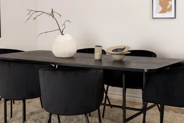 Unos Matgrupp 200 cm Rektangulär med 6 Berit stolar - Svart - Möbler - Bord & matgrupper - Matgrupper