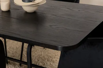 Unos Matgrupp 200 cm Rektangulär med 6 Berit stolar - Svart - Möbler - Bord & matgrupper - Matgrupper