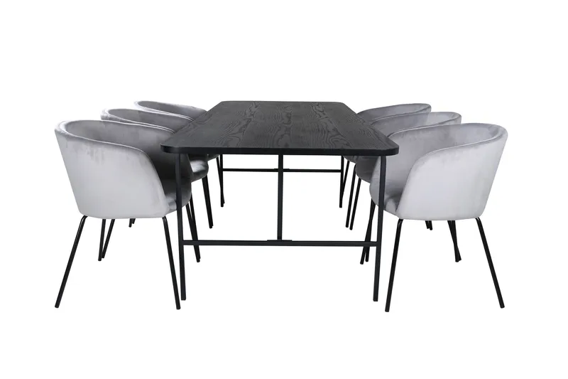 Unos Matgrupp 200 cm Rektangulär med 6 Berit stolar, Svart