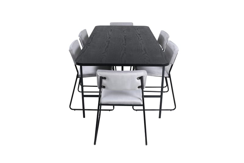 Unos Matgrupp 200 cm Rektangulär med 6 Kenth stolar - Svart - Möbler - Bord & matgrupper - Matgrupper
