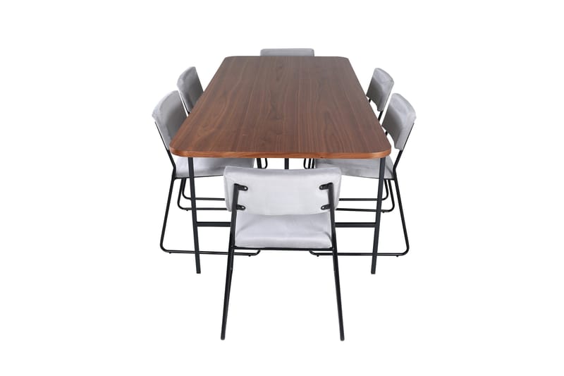 Unos Matgrupp 200 cm Rektangulär med 6 Kenth stolar - Svart - Möbler - Bord & matgrupper - Matgrupper