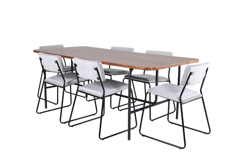Unos Matgrupp 200 cm Rektangulär med 6 Kenth stolar - Svart - Möbler - Bord & matgrupper - Matgrupper