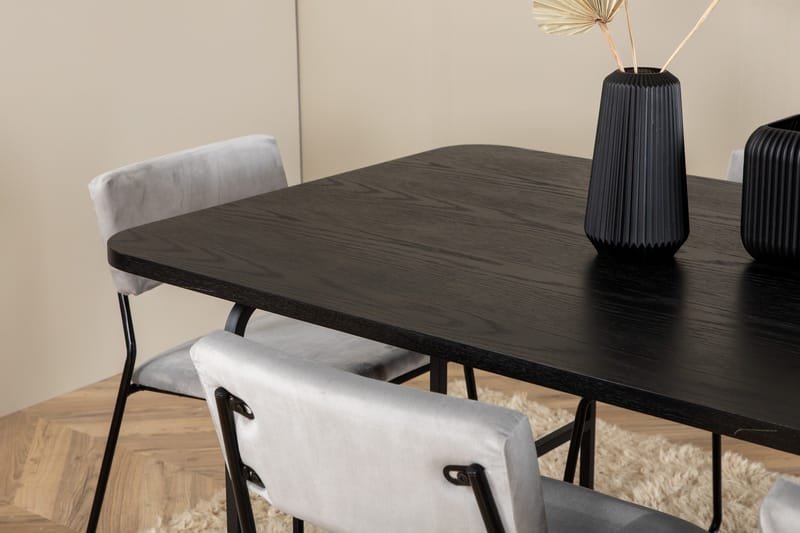Unos Matgrupp 200 cm Rektangulär med 6 Kenth stolar - Svart - Möbler - Bord & matgrupper - Matgrupper