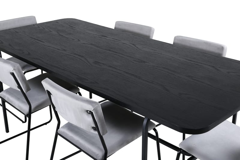 Unos Matgrupp 200 cm Rektangulär med 6 Kenth stolar - Svart - Möbler - Bord & matgrupper - Matgrupper