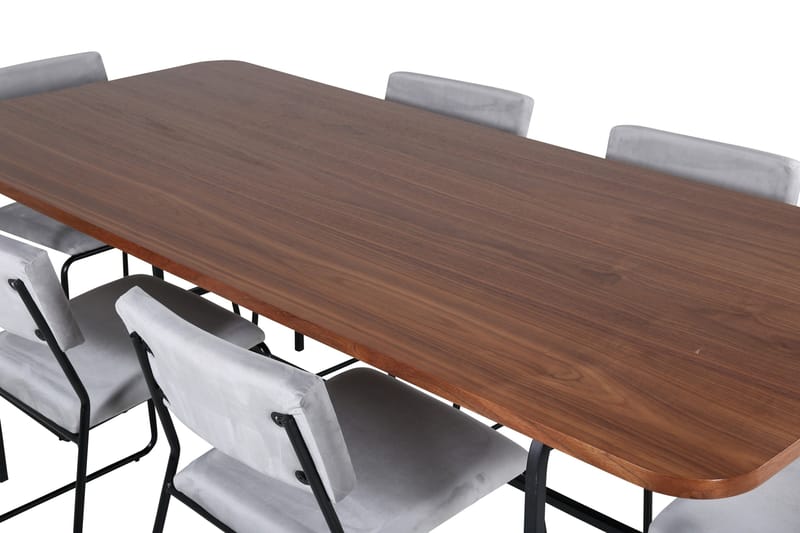 Unos Matgrupp 200 cm Rektangulär med 6 Kenth stolar - Svart - Möbler - Bord & matgrupper - Matgrupper