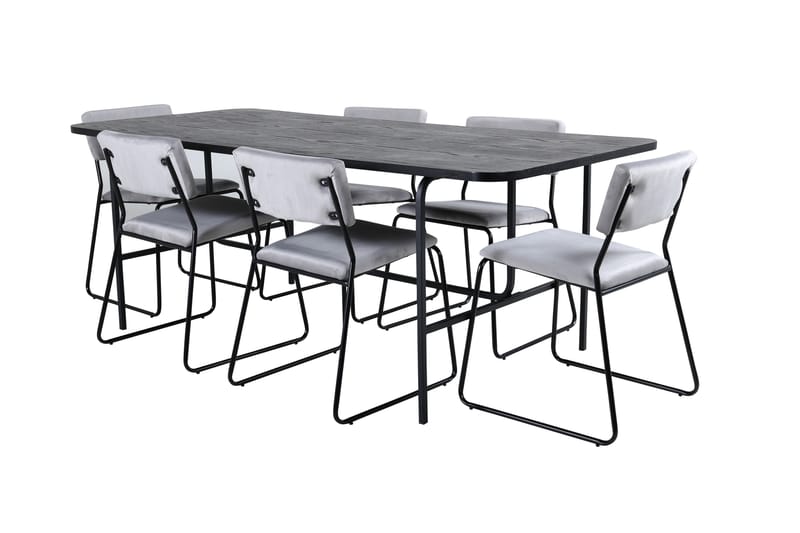 Unos Matgrupp 200 cm Rektangulär med 6 Kenth stolar - Svart - Möbler - Bord & matgrupper - Matgrupper