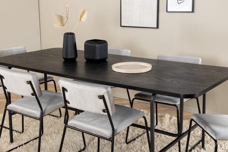 Unos Matgrupp 200 cm Rektangulär med 6 Kenth stolar - Svart - Möbler - Bord & matgrupper - Matgrupper