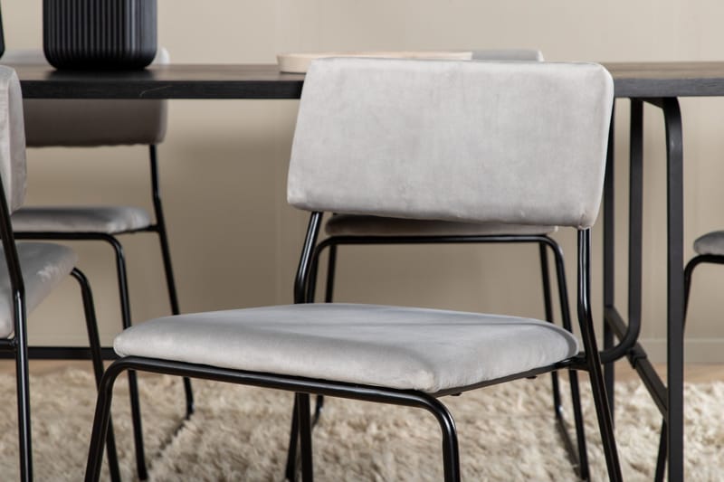 Unos Matgrupp 200 cm Rektangulär med 6 Kenth stolar - Svart - Möbler - Bord & matgrupper - Matgrupper