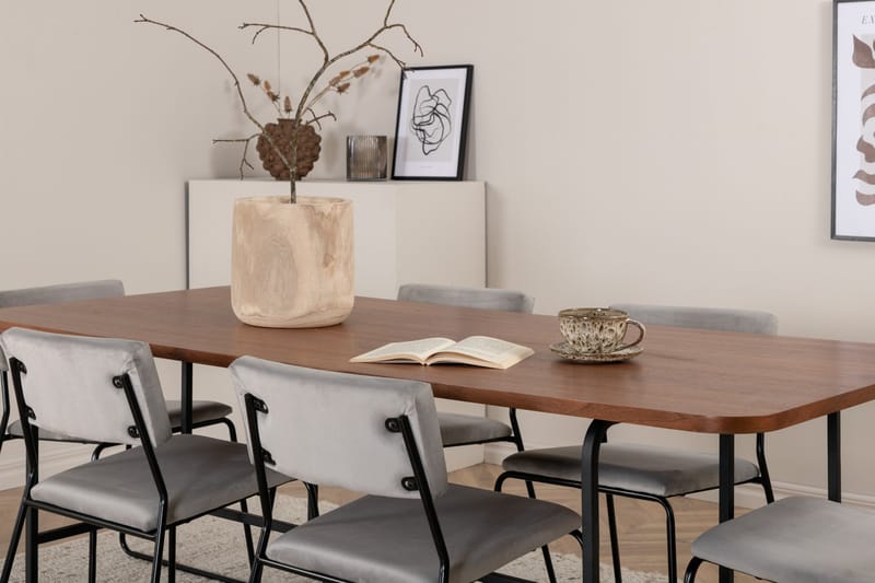 Unos Matgrupp 200 cm Rektangulär med 6 Kenth stolar - Svart - Möbler - Bord & matgrupper - Matgrupper