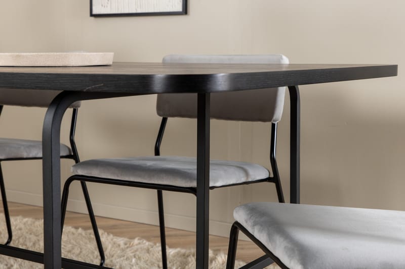 Unos Matgrupp 200 cm Rektangulär med 6 Kenth stolar - Svart - Möbler - Bord & matgrupper - Matgrupper