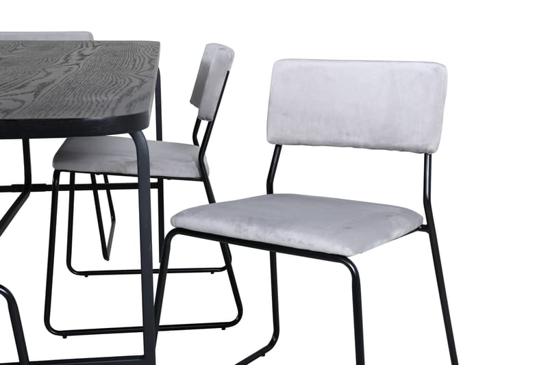 Unos Matgrupp 200 cm Rektangulär med 6 Kenth stolar - Svart - Möbler - Bord & matgrupper - Matgrupper