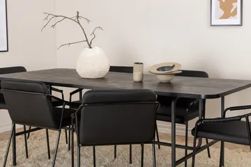 Unos Matgrupp 200 cm Rektangulär med 6 Tvist stolar - Svart - Möbler - Bord & matgrupper - Matgrupper