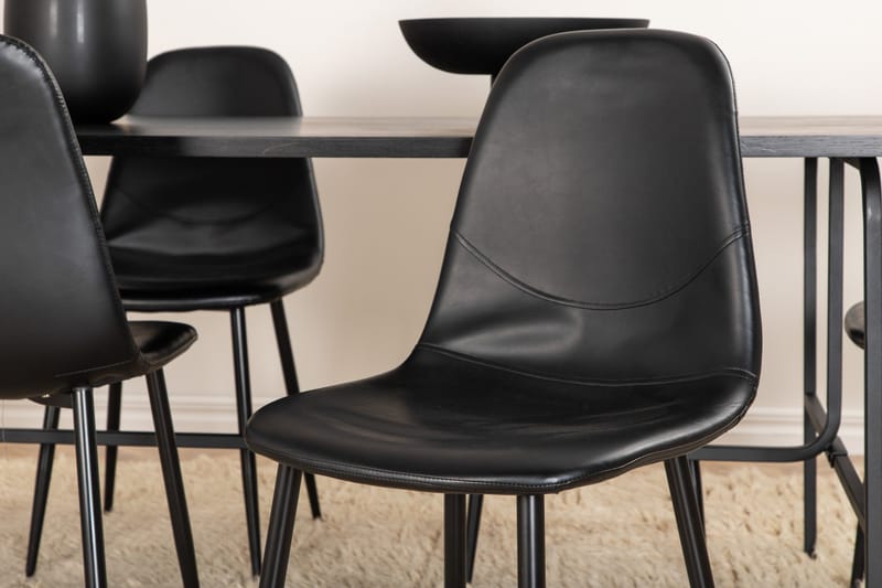 Unos Matgrupp 200 cm Rektangulär med 6 Polar stolar - Svart - Möbler - Bord & matgrupper - Matgrupper