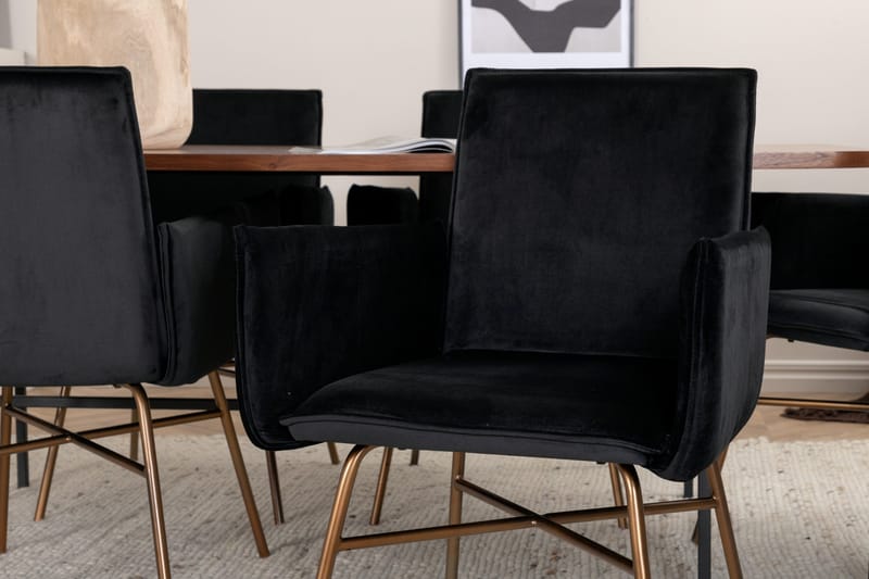 Unos Matgrupp 200 cm Rektangulär med 6 Petra stolar - Svart - Möbler - Bord & matgrupper - Matgrupper