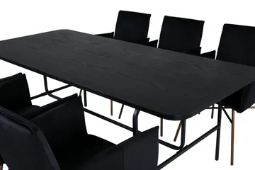 Unos Matgrupp 200 cm Rektangulär med 6 Petra stolar - Svart - Möbler - Bord & matgrupper - Matgrupper