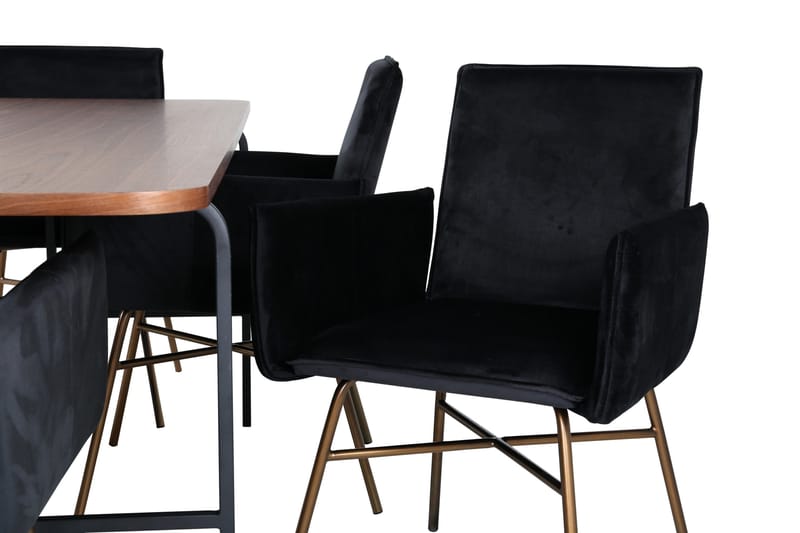 Unos Matgrupp 200 cm Rektangulär med 6 Petra stolar - Svart - Möbler - Bord & matgrupper - Matgrupper