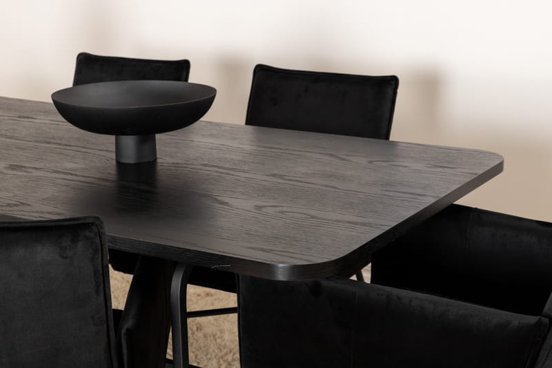 Unos Matgrupp 200 cm Rektangulär med 6 Petra stolar - Svart - Möbler - Bord & matgrupper - Matgrupper